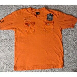Red Ape XL Orange Prison Themed Tshirt With Patch Y2K